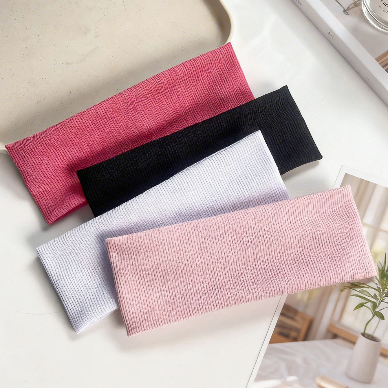 Women'S Yoga Accessories - 4pcs Wide ribbed elastic headband, simple