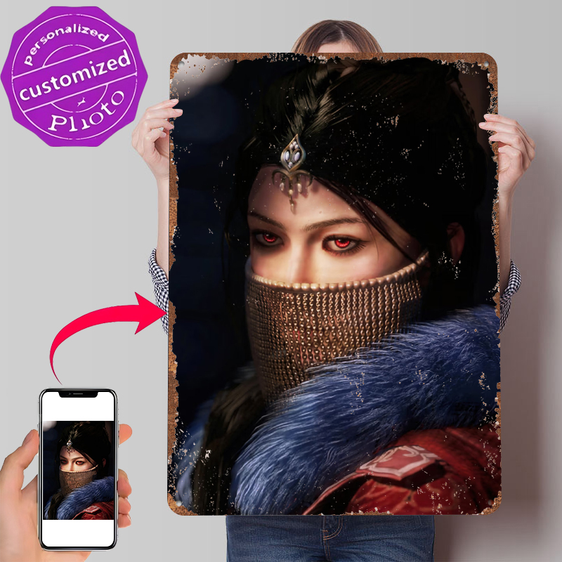 Women Accessories Poster - Mysterious Woman With Red Eyes Tinplate