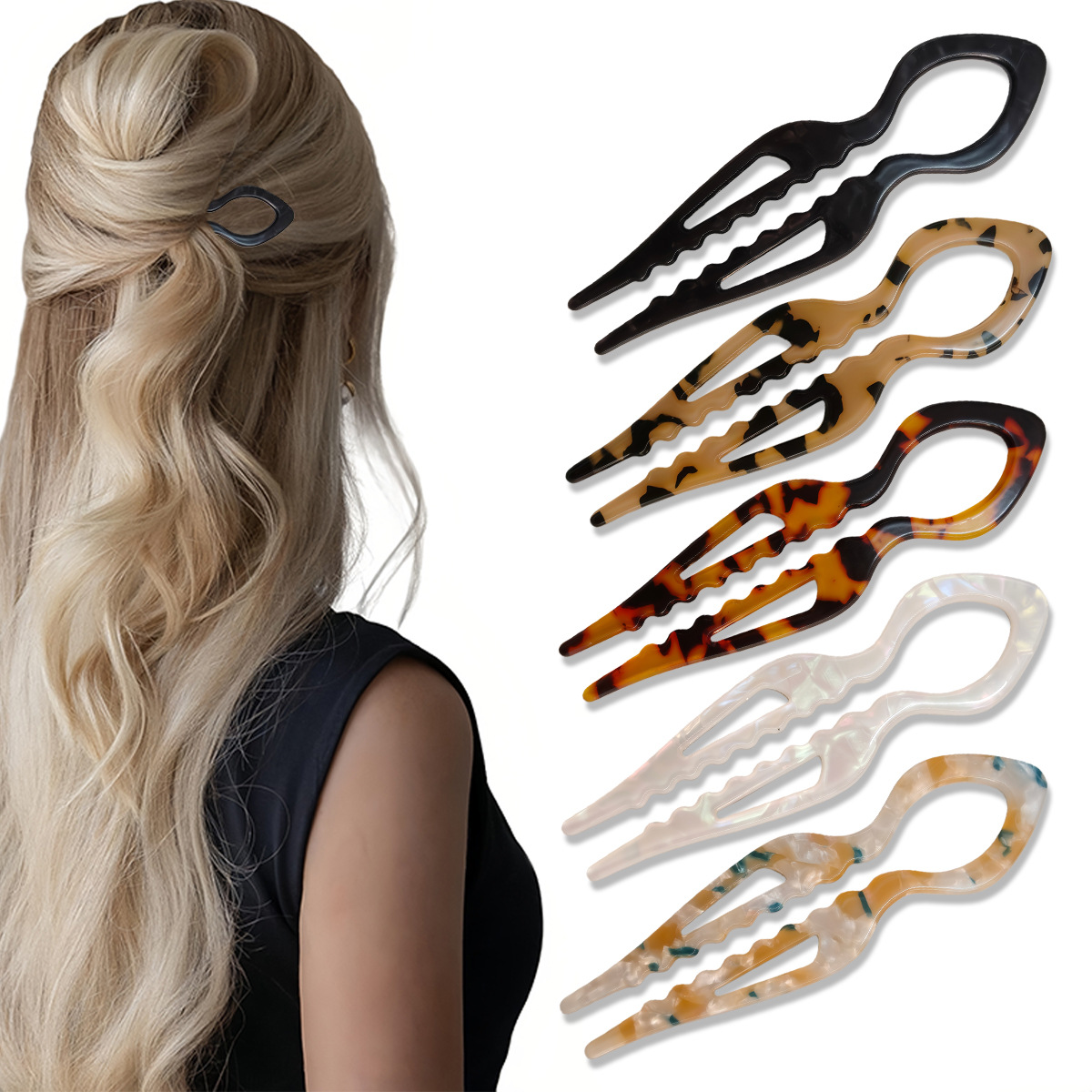 U-Shaped Hair Sticks Tortoises - Women Accessories Wholesale 评论和价格