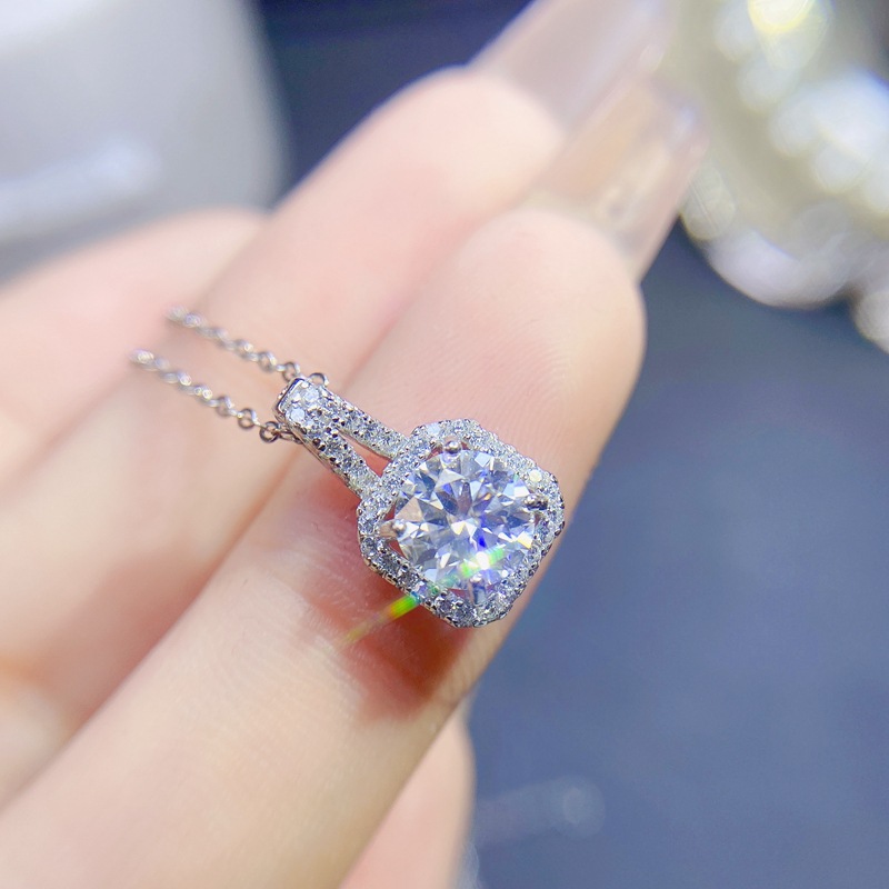 0.5-2ct Square Moissanite Neck - Charm Necklace Dainty 评论和价格