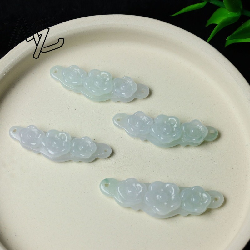 1pc Natural Jadeite Emerald Fl - Women'S Accessories Jewelry 评论和价格