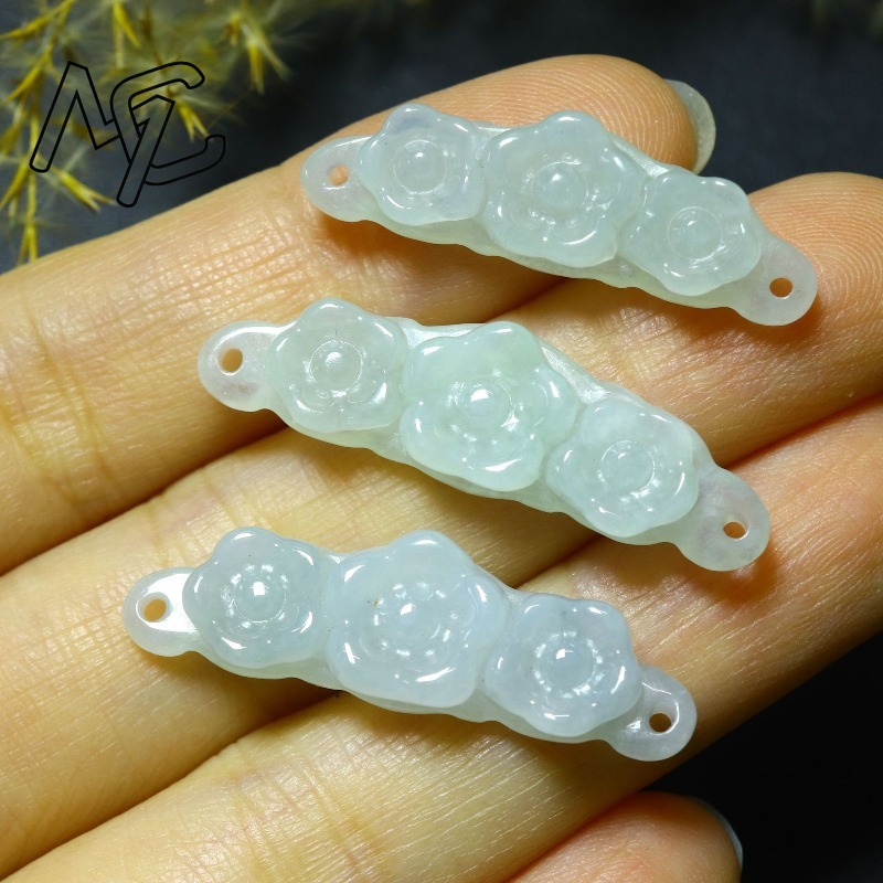 1pc Natural Jadeite Emerald Fl - Women'S Accessories Jewelry 评论和价格