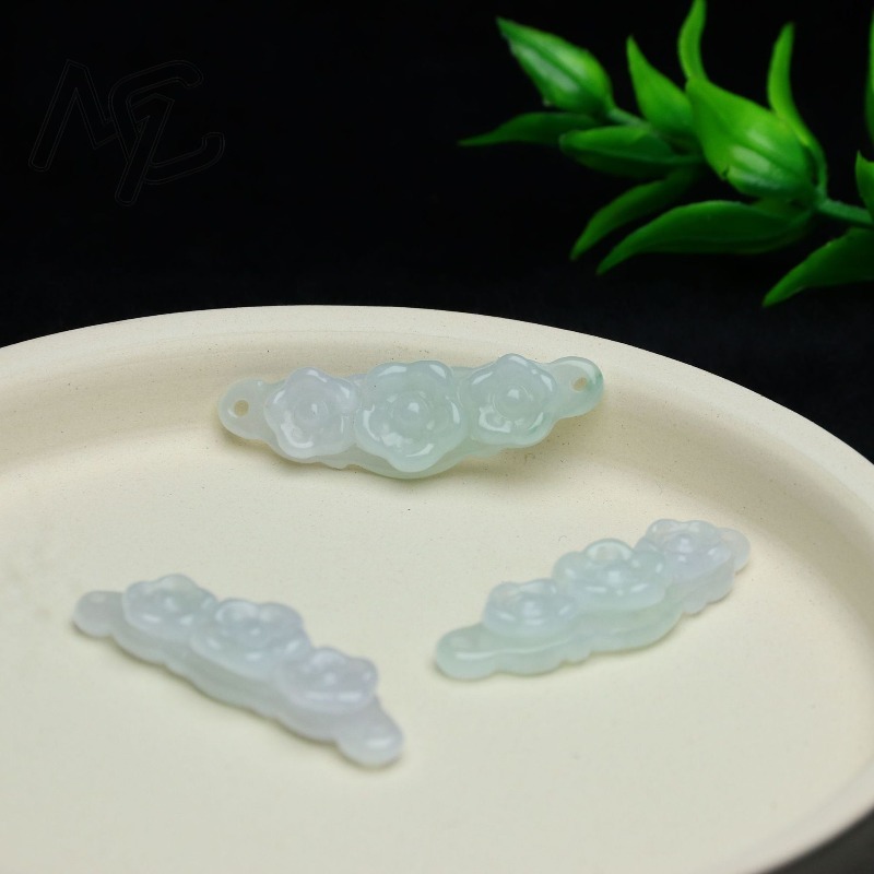 1pc Natural Jadeite Emerald Fl - Women'S Accessories Jewelry 评论和价格