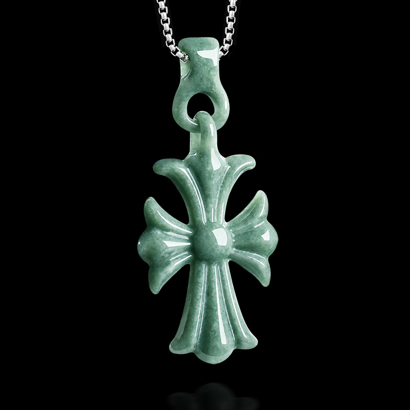 Natural Burmese Jadeite Cross  - Women'S Accessories Jewelry 评论和价格