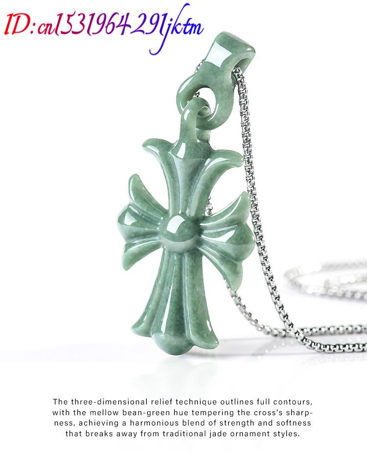 Natural Burmese Jadeite Cross  - Women'S Accessories Jewelry 评论和价格