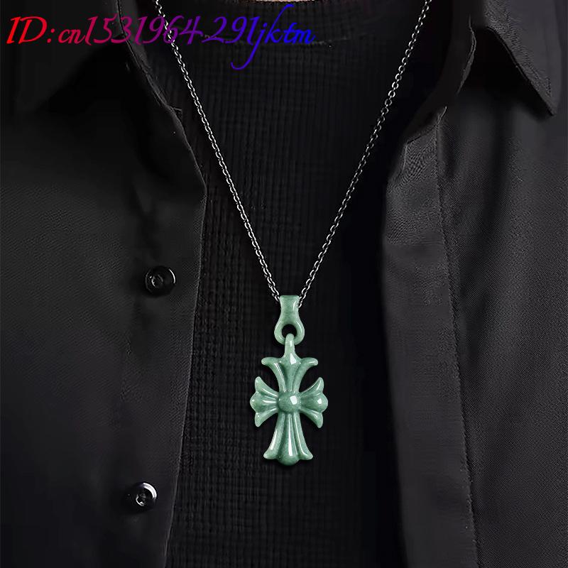 Natural Burmese Jadeite Cross  - Women'S Accessories Jewelry 评论和价格
