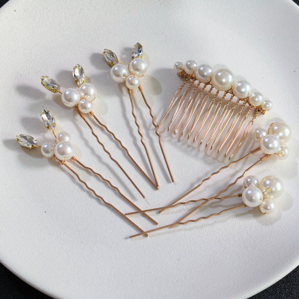 Pearl Crystal Hair Pins Comb S - Women Accessories Wholesale 评论和价格