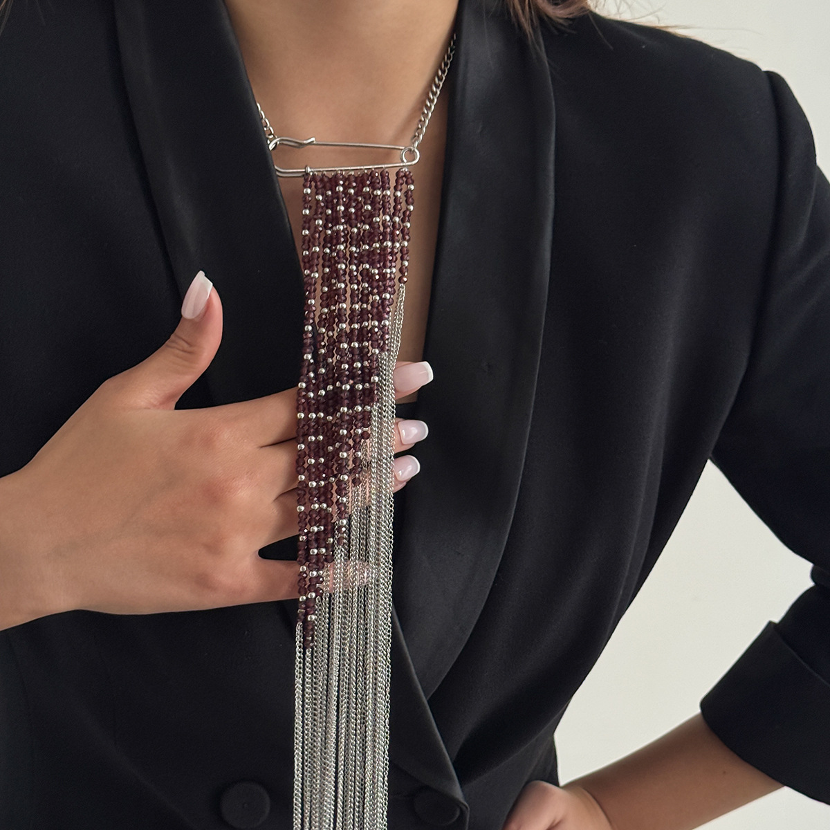 Silver Color Tassel Chain Broo - Women'S Accessories Jewelry 评论和价格