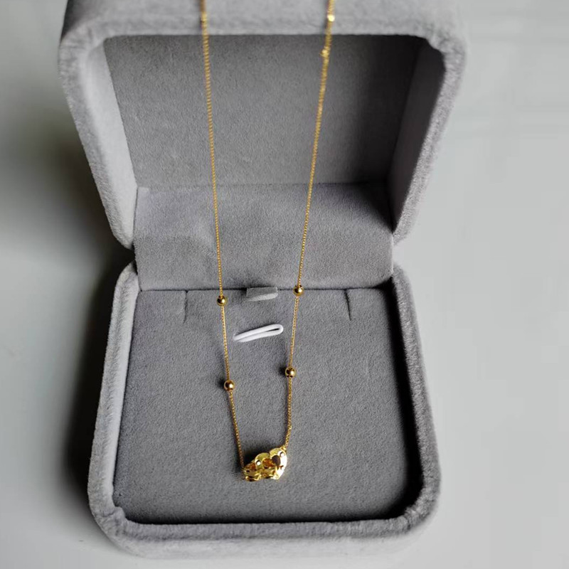 Real 18K gold double heart nec - Charm Necklace Dainty 评论和价格