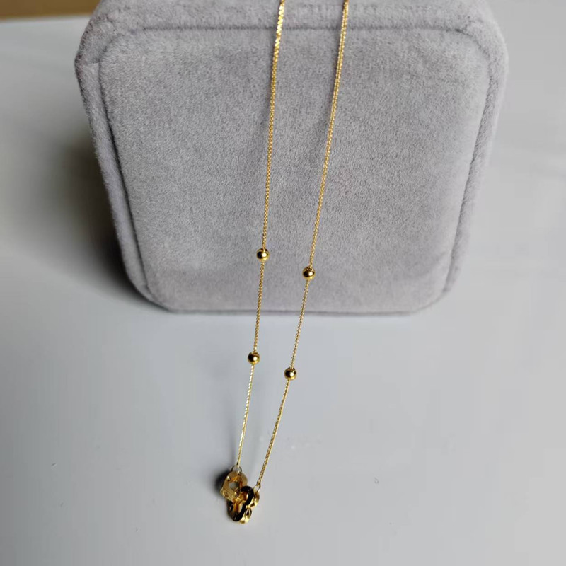 Real 18K gold double heart nec - Charm Necklace Dainty 评论和价格