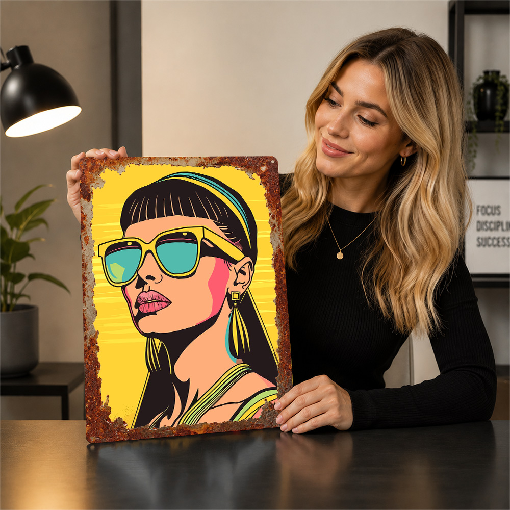 Retro Woman in Sunglasses 3D T - Women Accessories Poster 评论和价格